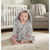 18C509: Baby Silver Grey Hooded Dressing Gown (6-24 Months)